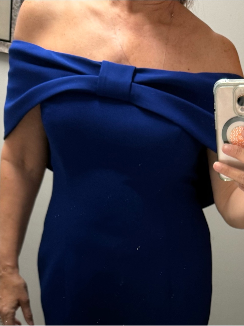 Alexander Daymor style 767 ribbon draping off shoulder gown - nwt sz 12 - blue